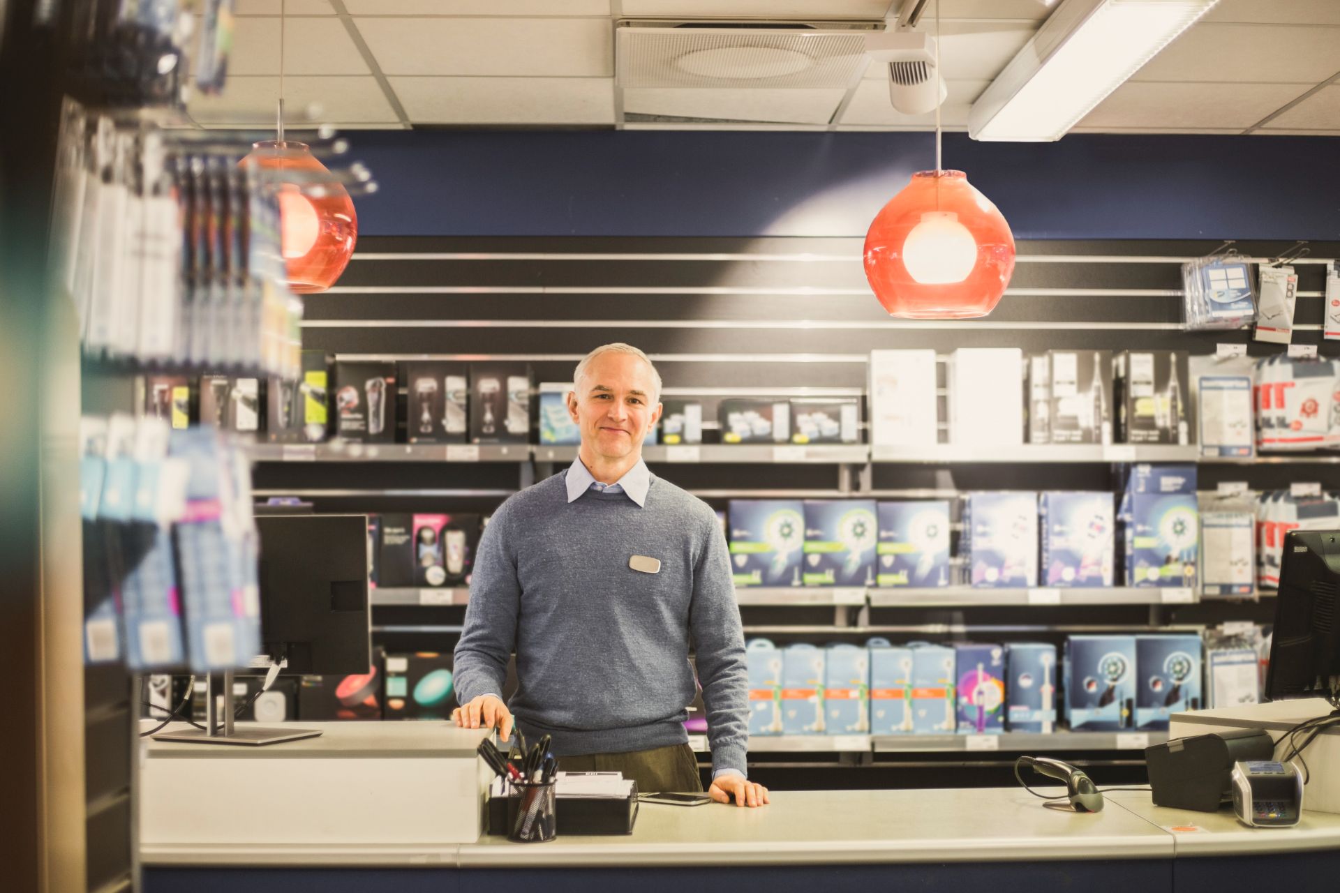 Smiling cashier Smiling cashier