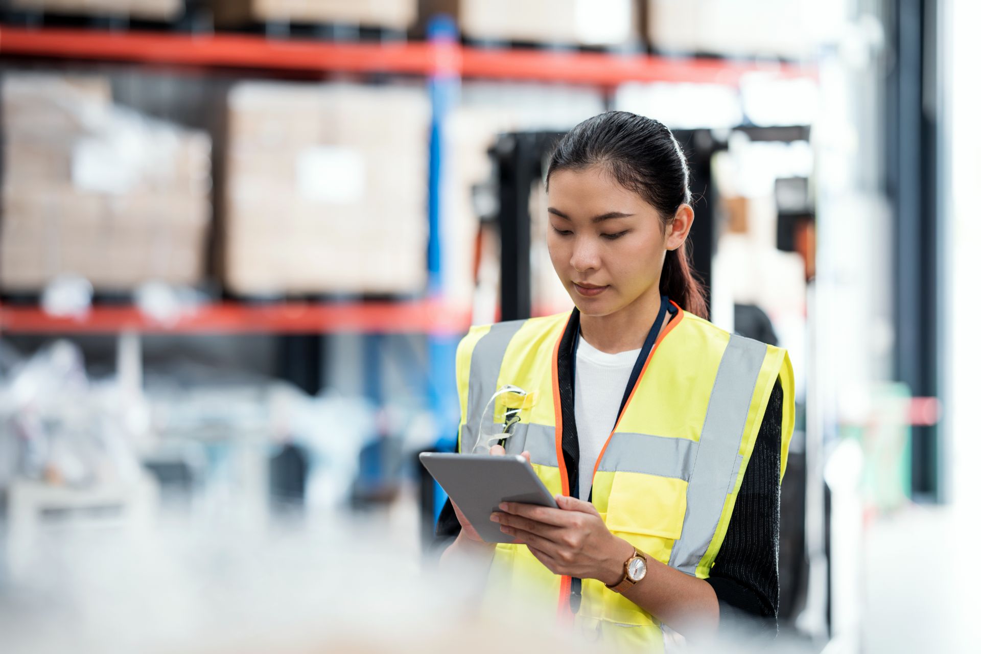 Woman in hi-vis vest